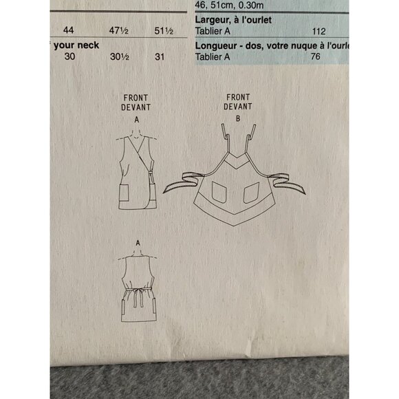 Butterick Misses Aprons Sewing Pattern B5274 sz Sm-Lg- uncut - Picture 5 of 9